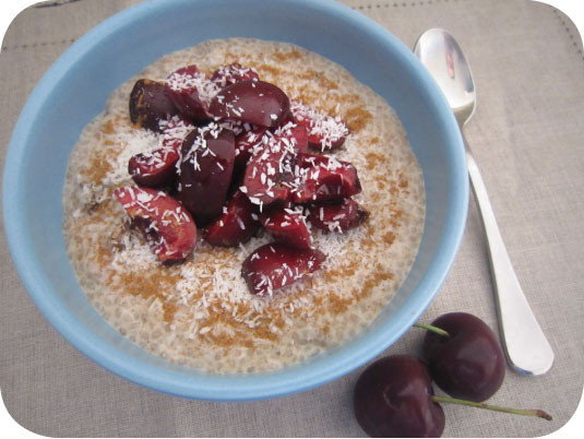 Chia pudding with cherries